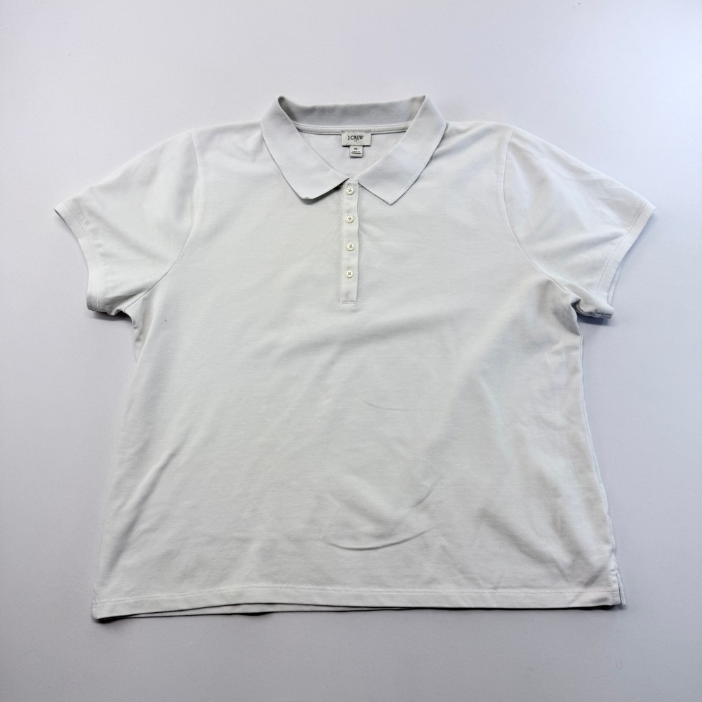 J.Crew Re-Imagined White Pique Short Sleeve Polo Shirt Womens XL